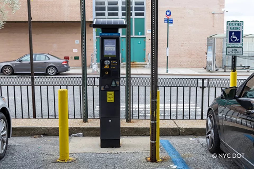 New York City electronic parking meter.